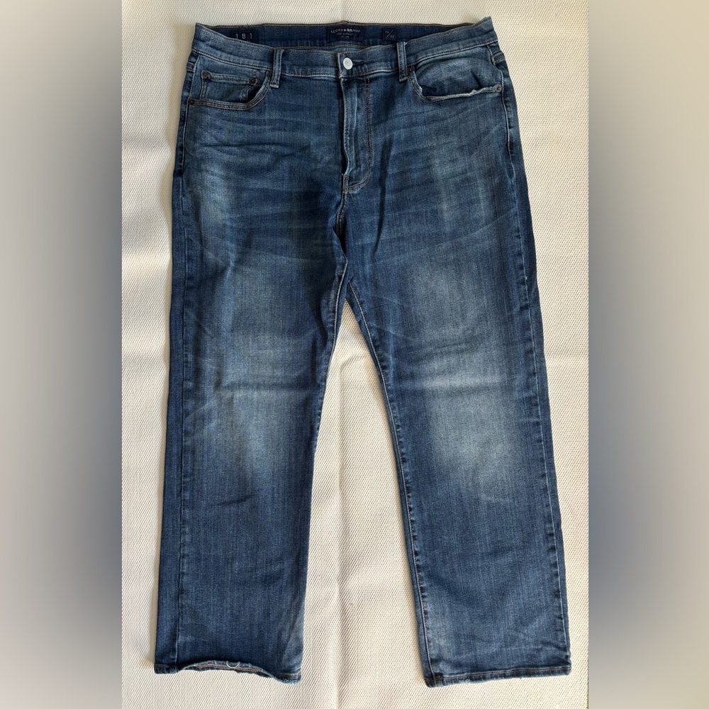 Lucky Brand 181 Relaxed Straight Leg Jeans Blue Denim Men’s 36x30 Button & Zip